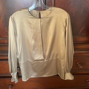 Vintage Ann Klein II tan, silk blouse